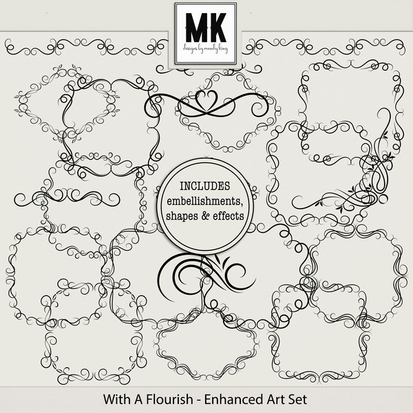 With A Flourish - Enhanced Art Set Digital Art - Digital Scrapbooking Kits