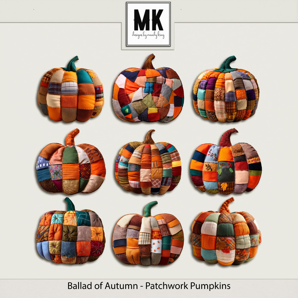 Ballad of Autumn - Patchwork Pumpkins Digital Art - Digital Scrapbooking Kits