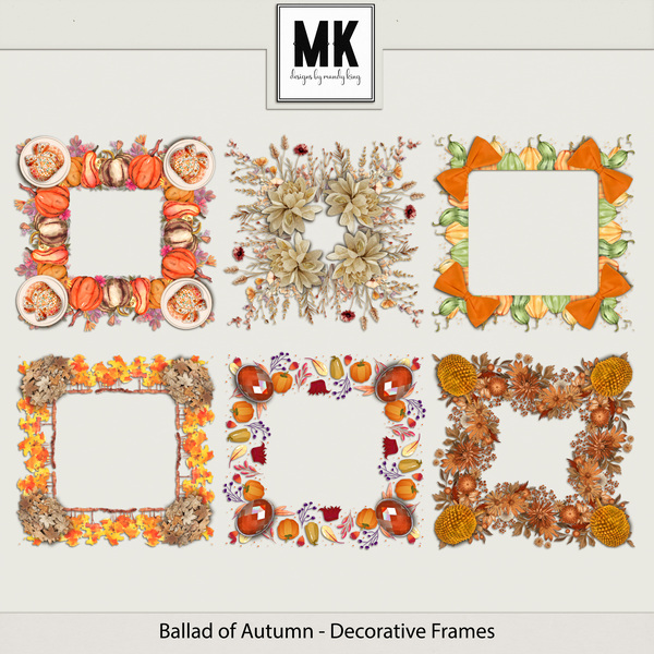 Ballad of Autumn - Decorative Frames Digital Art - Digital Scrapbooking Kits