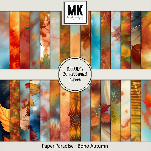 Paper Paradise - Boho Autumn Digital Art - Digital Scrapbooking Kits