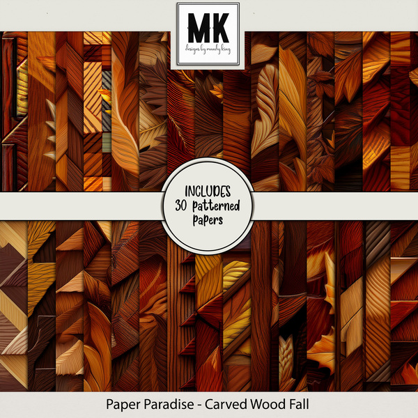 Paper Paradise - Carved Wood Fall Digital Art - Digital Scrapbooking Kits