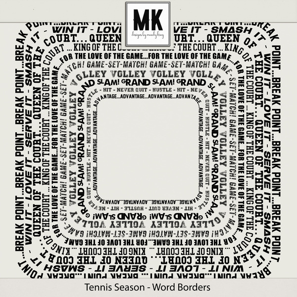 Tennis Season - Word Borders Digital Art - Digital Scrapbooking Kits