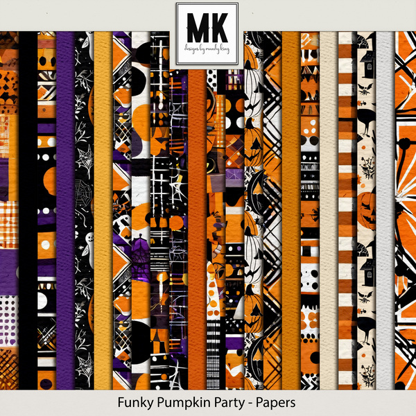 Funky Pumpkin Party - Papers Digital Art - Digital Scrapbooking Kits