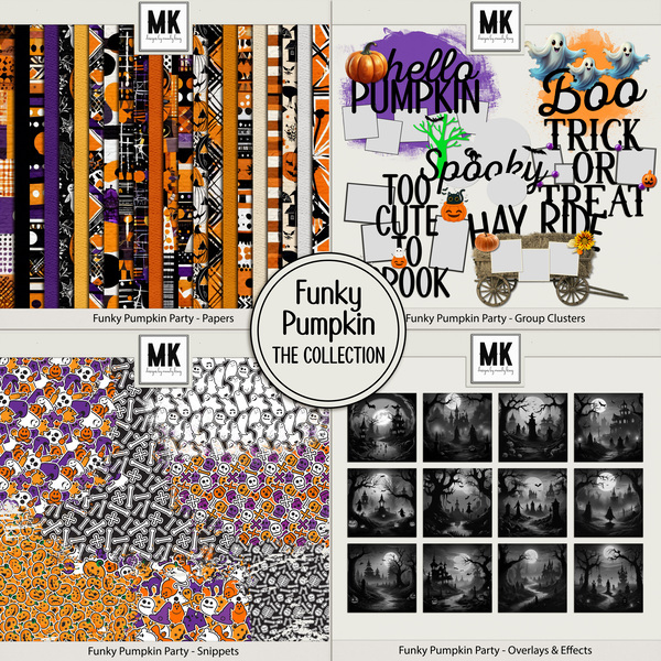 Funky Pumpkin Party - The Collection Digital Art - Digital Scrapbooking Kits