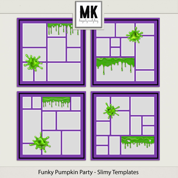 Funky Pumpkin Party - Slimy Templates Digital Art - Digital Scrapbooking Kits