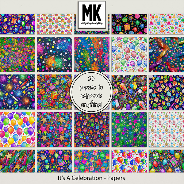 It's A Celebration - Papers Digital Art - Digital Scrapbooking Kits