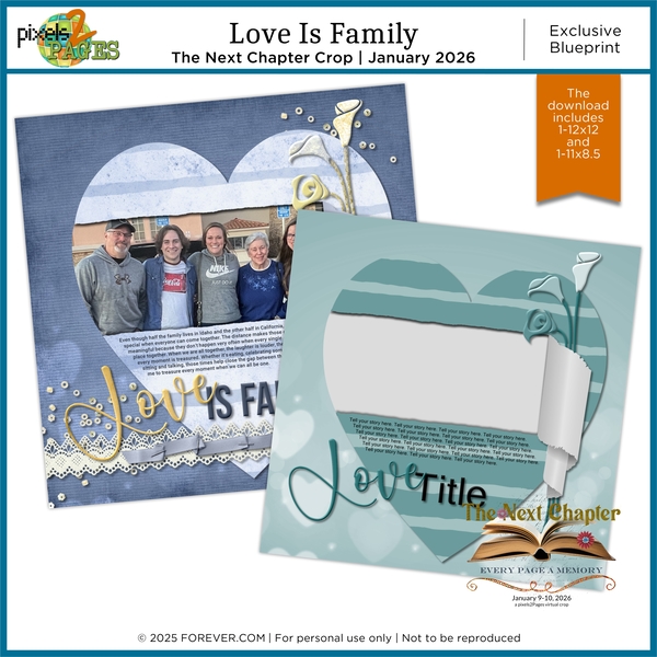 p2P Exclusive Blueprint Love Is Family Digital Art - Digital Scrapbooking Kits