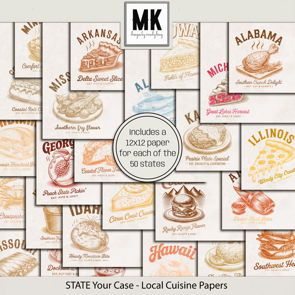 STATE your Case - Local Cuisine Papers Digital Art - Digital Scrapbooking Kits