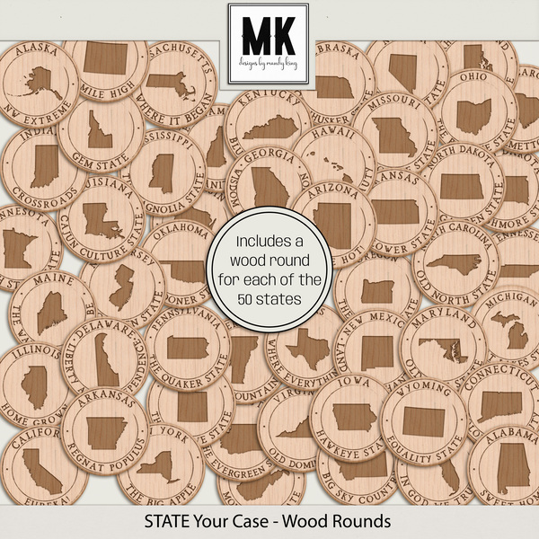 STATE Your Case - Wood Rounds Digital Art - Digital Scrapbooking Kits