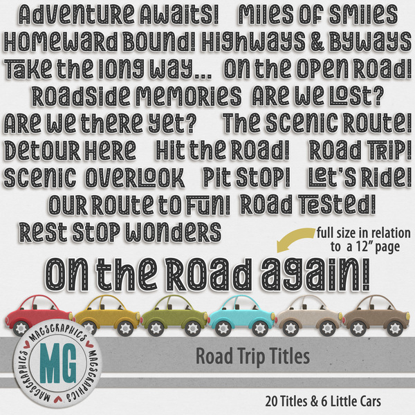 Road Trip Titles Digital Art - Digital Scrapbooking Kits