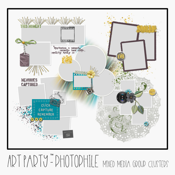 Photophile - Mixed Media Group Clusters Digital Art - Digital Scrapbooking Kits