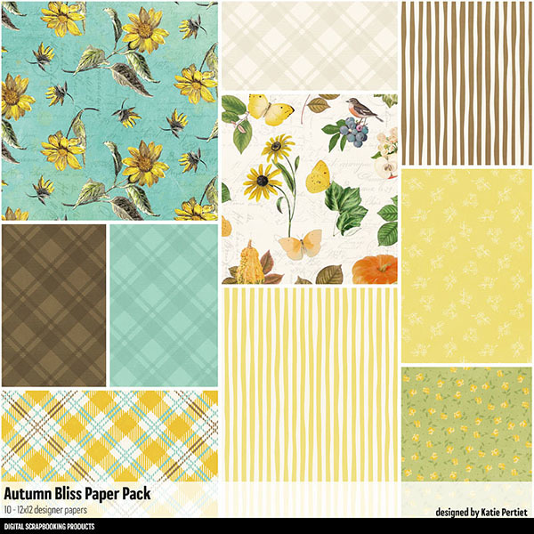 Autumn Bliss Paper Pack Digital Art - Digital Scrapbooking Kits