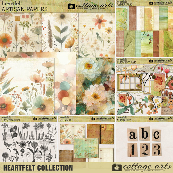 Heartfelt Collection Digital Art - Digital Scrapbooking Kits