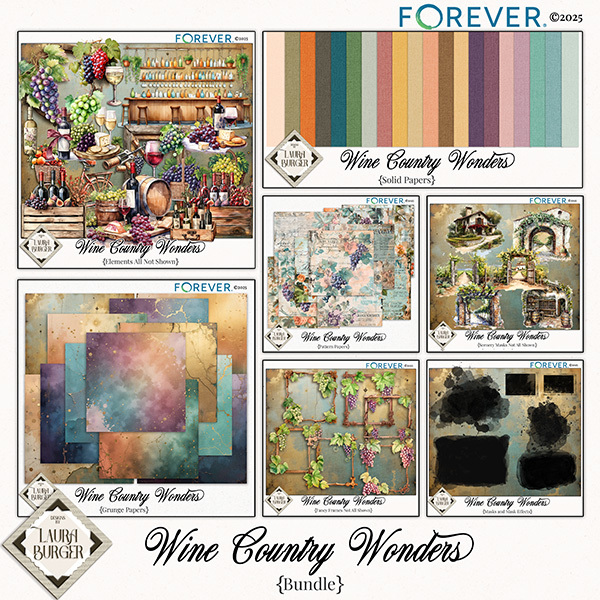 Wine Country Wonders Bundle Digital Art - Digital Scrapbooking Kits