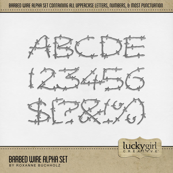 Barbed Wire Alpha Set Digital Art - Digital Scrapbooking Kits