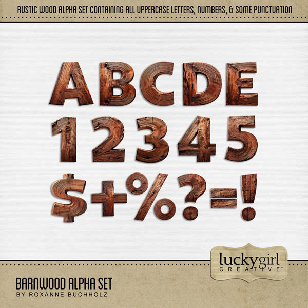 Barnwood Alpha Set Digital Art - Digital Scrapbooking Kits