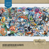 Ocean Watercolor Elements