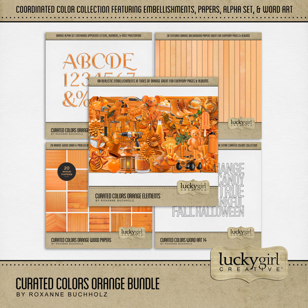 Curated Colors Orange Bundle Digital Art - Digital Scrapbooking Kits