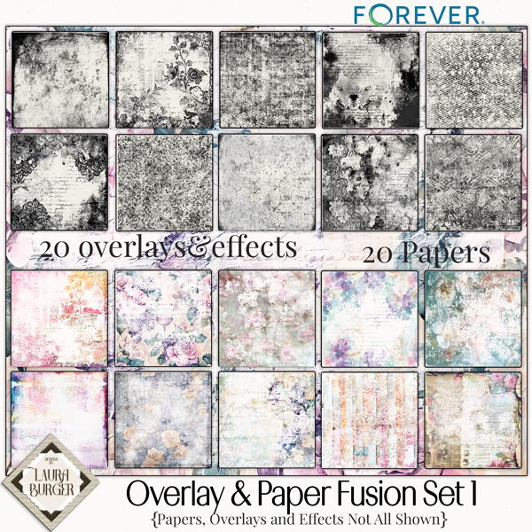 Overlay & Paper Fusion Set 1 Digital Art - Digital Scrapbooking Kits