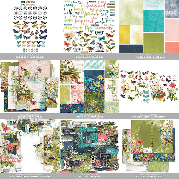 Bird Song Scrapbooking Bundle 01 Digital Art - Digital Scrapbooking Kits