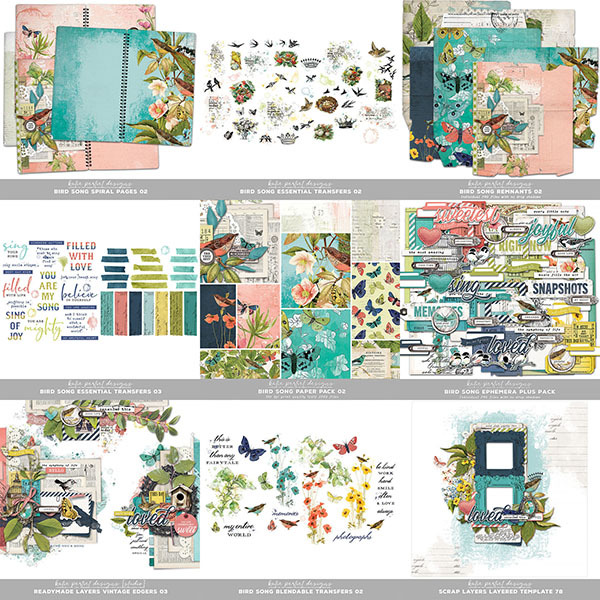 Bird Song Scrapbooking Bundle 02 Digital Art - Digital Scrapbooking Kits