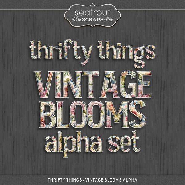Thrifty Things - Vintage Blooms Alpha Digital Art - Digital Scrapbooking Kits