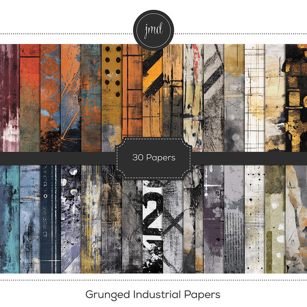 Grunged Industrial Papers Digital Art - Digital Scrapbooking Kits