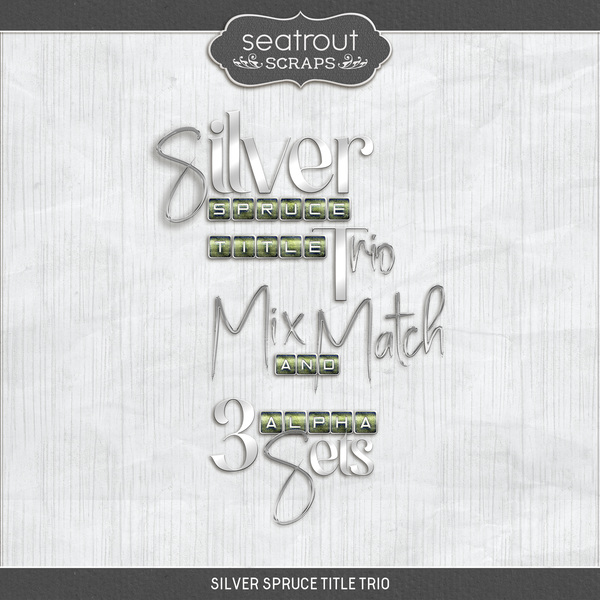 Silver Spruce Title Trio Digital Art - Digital Scrapbooking Kits