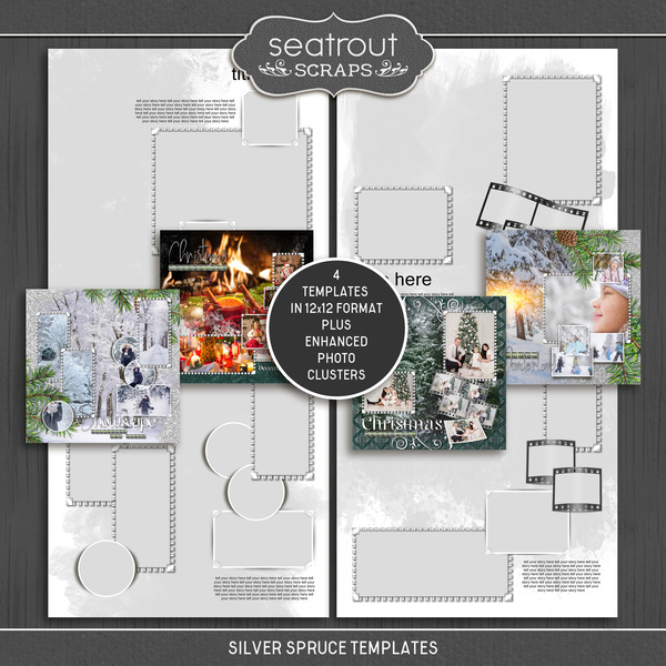 Silver Spruce Templates Digital Art - Digital Scrapbooking Kits