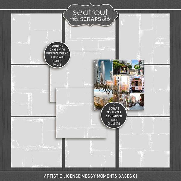 Artistic License Messy Moments Bases 01 Digital Art - Digital Scrapbooking Kits