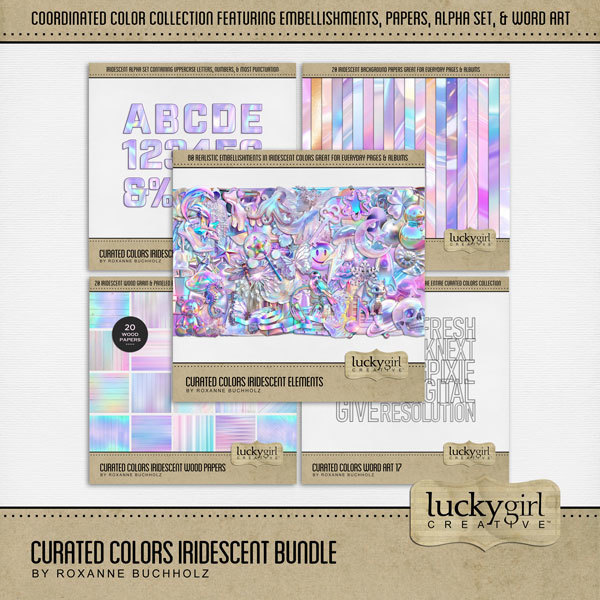 Curated Colors Iridescent Bundle Digital Art - Digital Scrapbooking Kits