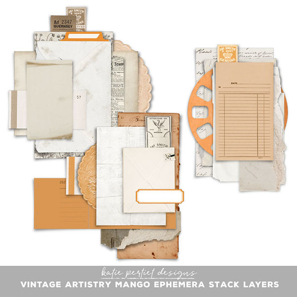 Vintage Artistry Mango Ephemera Stack Layers Digital Art - Digital Scrapbooking Kits