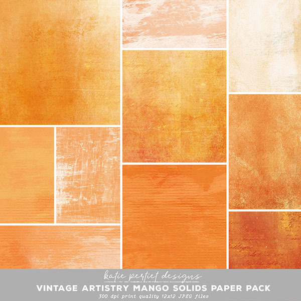 Vintage Artistry Mango Solids Paper Pack Digital Art - Digital Scrapbooking Kits