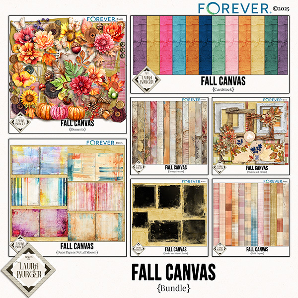 Fall Canvas Bundle Digital Art - Digital Scrapbooking Kits