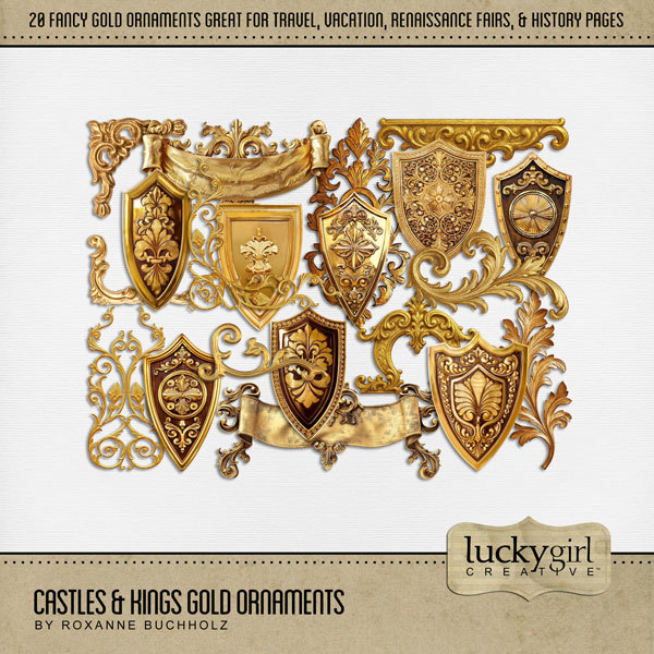 Castles & Kings Gold Ornaments Digital Art - Digital Scrapbooking Kits