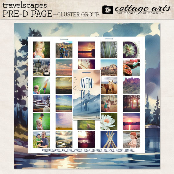 TravelScapes Pre-designed Page Digital Art - Digital Scrapbooking Kits
