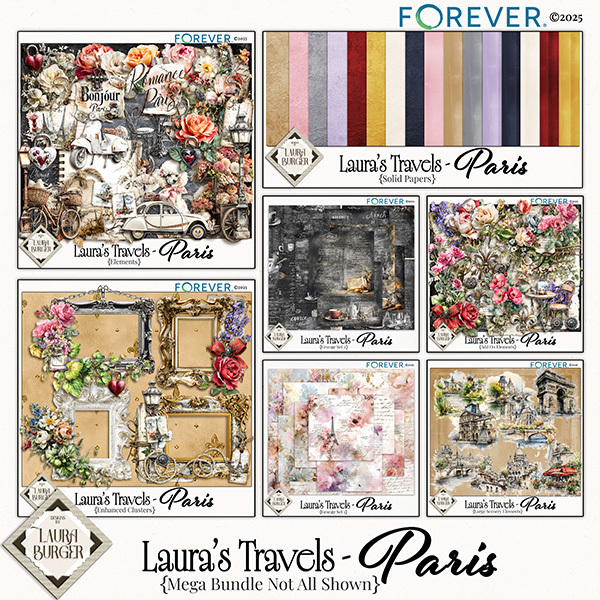 Laura’s Travels – Paris Mega Bundle Digital Art - Digital Scrapbooking Kits