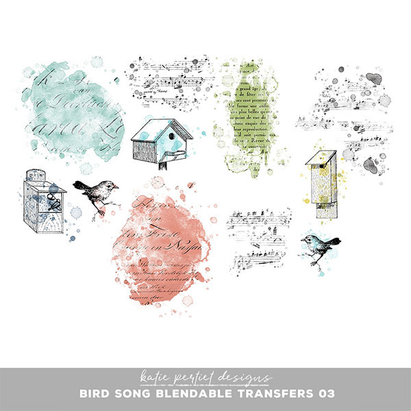 Bird Song Blendable Transfers 03 Digital Art - Digital Scrapbooking Kits