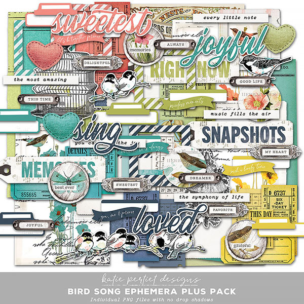 Bird Song Ephemera Plus Pack Digital Art - Digital Scrapbooking Kits