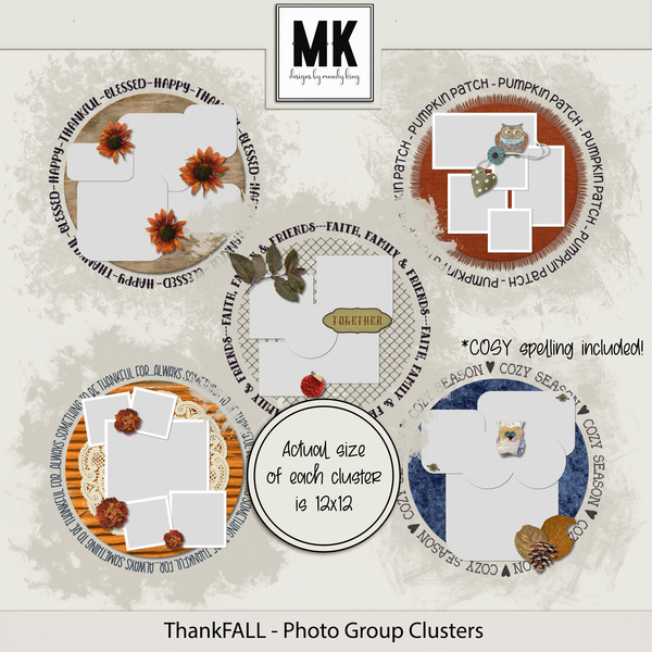 ThankFALL - Photo Group Clusters Digital Art - Digital Scrapbooking Kits