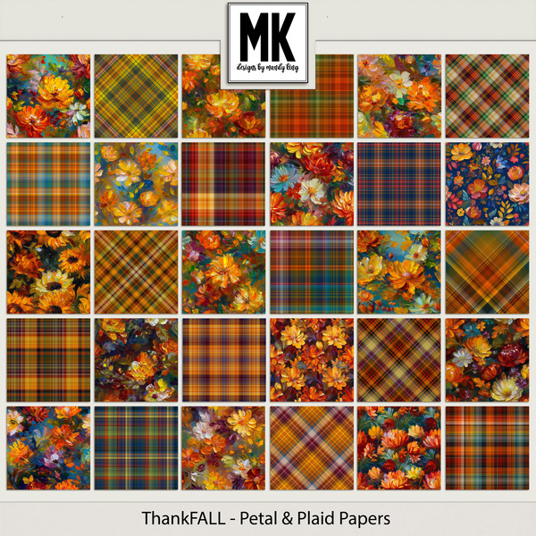 ThankFALL - Petal & Plaid Papers Digital Art - Digital Scrapbooking Kits