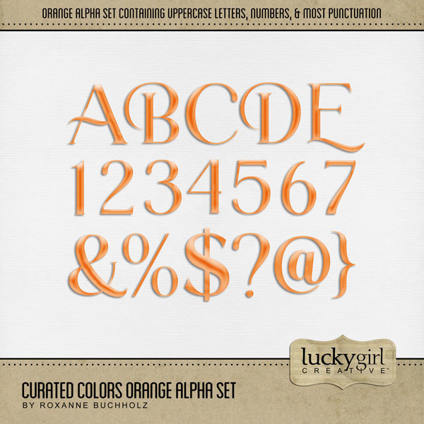 Curated Colors Orange Alpha Set Digital Art - Digital Scrapbooking Kits