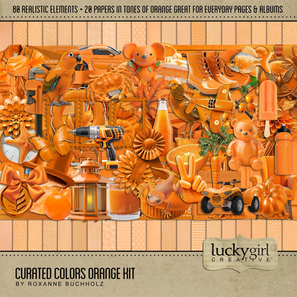 Curated Colors Orange Kit Digital Art - Digital Scrapbooking Kits