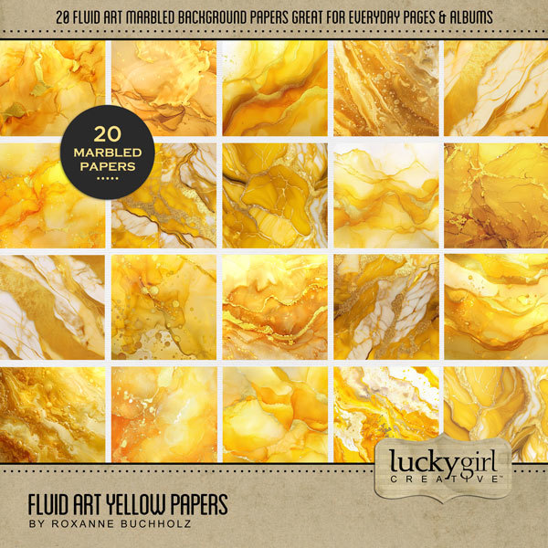 Fluid Art Yellow Papers Digital Art - Digital Scrapbooking Kits