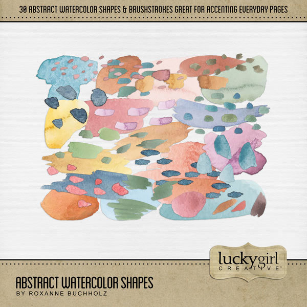 Abstract Watercolor Shapes Digital Art - Digital Scrapbooking Kits