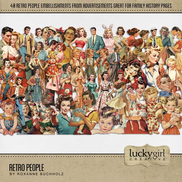 Retro People Digital Art - Digital Scrapbooking Kits