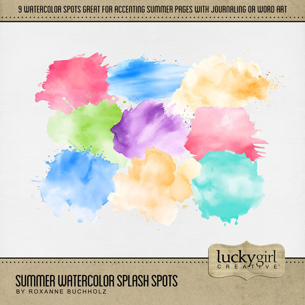 Summer Watercolor Splash Spots Digital Art - Digital Scrapbooking Kits