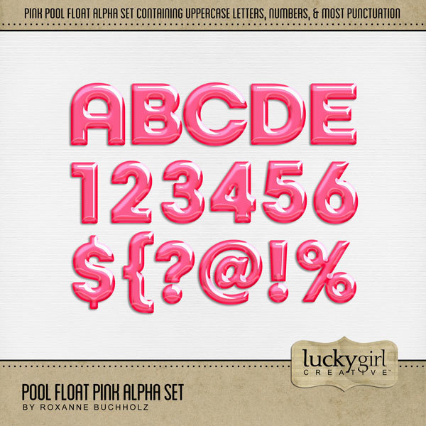 Pool Float Pink Alpha Set Digital Art - Digital Scrapbooking Kits