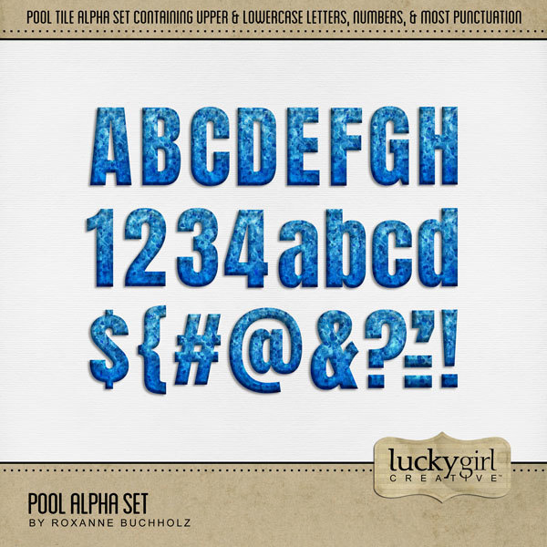 Pool Alpha Set Digital Art - Digital Scrapbooking Kits