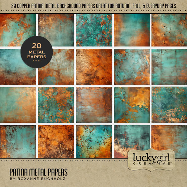Patina Metal Papers Digital Art - Digital Scrapbooking Kits